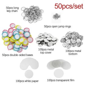50pcs Keychain Badge Button Pins Maker 32mm 37mm Double Side Key Ring Button Making DIY Round Pin Parts Making Supplies 25mm