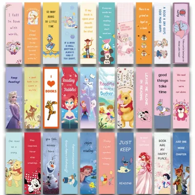 Disney | 30Pcs Mixed Cartoon Character Bookmarks Mickey Minnie Donald Duck Woody Lotso Ariel Elsa & More