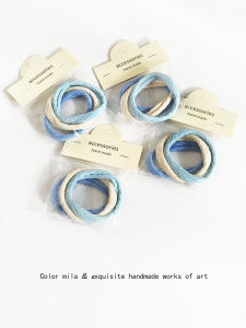 Simple Salted Sea Blue Diamond Pattern Hair Towel Summer Hair Tie Basic Versatile Childrens Hair Vine Hair Accessories