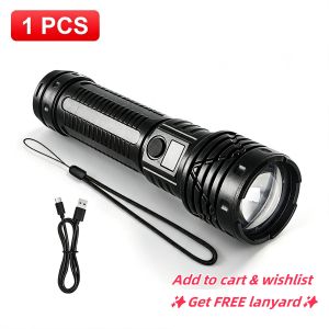 780000000LM LED Flashlight 5000M Long Shot USB Rechargeable Torch Digital Power Display For Camping Hiking Emergency Outdoor