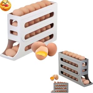 30 Eggs Automatic Rolling Egg Dispenser: Space-Saving Kitchen & Refrigerator Organizer