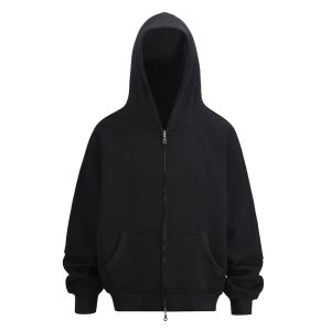 Pure Color Hoodie Sweatshirt 500G Heavyweight Cleanfit Casual Mens Jacket Spring Autumn Winter Seasonal Zipper Decorated