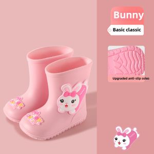 New 2024 Childrens Rain Boots Girls Fleece Lined Detachable Toddler Kindergarten Anti-slip Baby Water Shoes Casual Style
