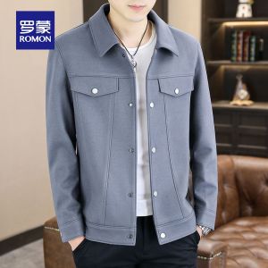ROMON | Lormen Mens Woolen Jacket Autumn Winter New Style Short Casual Thickened Stand Collar Warm Outerwear Polyester Fiber Coat