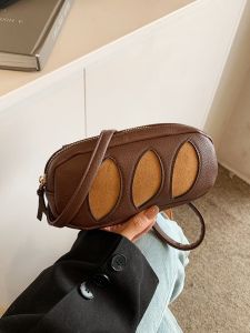 Cute Creative Bread Bag 2024 New Small Design Storage Makeup Bag Crossbody Single Shoulder Bag Casual Simple Style Soft PU Leather