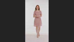 Krizia Square Neck Puff Sleeves Lace Shift Dress