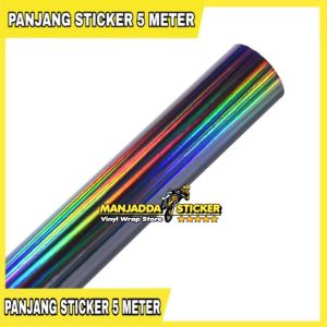 STIKER SKOTLET MOTOR STIKER HOLOGRAM LASER CHROME HITAM PELANGI