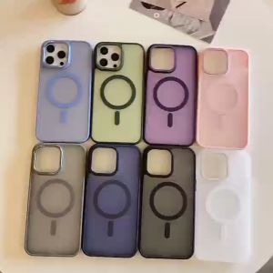 Luxury Shockproof Armor Magnetic Case For iPhone 15 Pro Max 14 Plus 13 12 11 Magsafe Wireless Charging Clear Matte Skin Cover