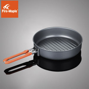 กระทะทอดพับพกพาสำหรับกลางแจ้ง Fire Maple Non-stick Aluminum Camping Steak Pan เครื่องครัวสำหรับตั้งแคมป์แบบพับได้ขนาดเล็ก