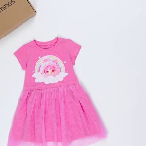 Váy bé gái Babythree Qkid Bomines đầm tay phồng phối lưới mềm mịn 2-12 tuổi 8kg - 36kg DTNLBB3NAU