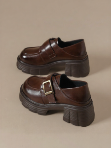 Josiny | Thick Sole Coarse Heel Loafer