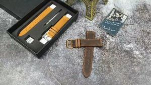 [Da thật] Dây đồng hồ da bò sáp handmade AL105 (kèm hộp + phụ kiện) (size 20/ Size 22) 100% da bò thật BH 3 năm