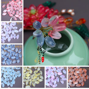 ดอกไม้กระเจี๊ยบหยก 20 ชิ้น ขนาด 8x15 มม. อุปกรณ์ทำเครื่องประดับ DIY สำหรับทำเครื่องประดับผมและหู วัสดุแก้ว