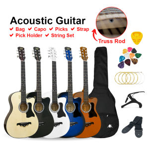 AK Guitar - 38 Inch Acoustic Guitar AK-011C (FREE BAG & TRUSS ROD) + Accessories Set | Gitar Akustik Gitar Kecil Murah Cutaway