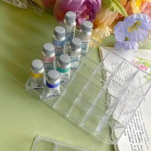 24/36ตารางพลาสติกใสกล่องสีสีน้ำเม็ดสีการจัดเก็บยืนแสดงเครื่องเขียนอุปกรณ์ศิลปะเครื่องมือตำแหน่ง