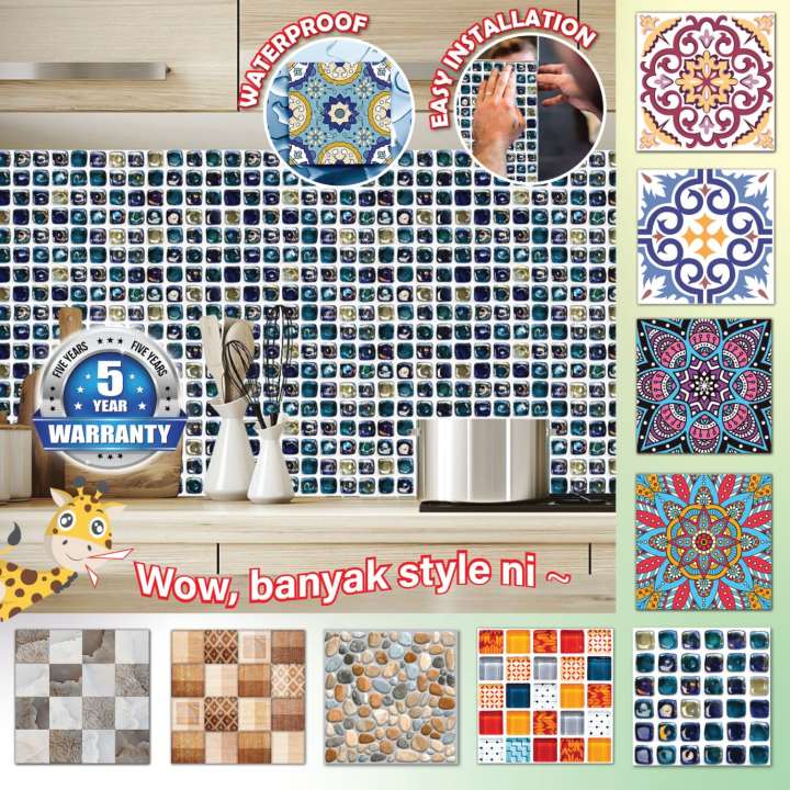 Famoustore 20X20CM Mosaic Tile Wall Tiles Sticker Waterproof Self