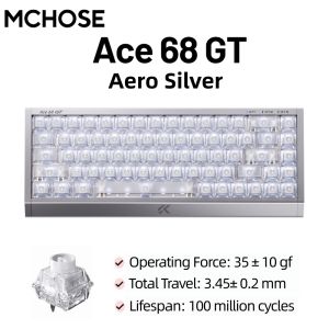 MCHOSE | MCHOSE Ace 68 GT Full-aluminum Esports Hall Effect Keyboard 16K Custom Hot Swap 8000Hz Polling Rate RT 0.001mm Gaming Keyboard