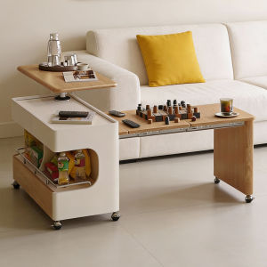 MENGLU | Adjustable Folding Mobile Tea Table for Small Spaces Cream Style