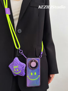 KZL Original Crossbody Phone Case with Lanyard Night Purple Wallet Suitable for Huawei Mate60 pro Xiaomi 14  15 Mobile Phones