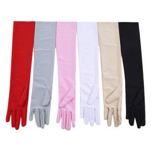 HengSong | Fashion Long Satin Gloves Satin Opera Evening Party Prom Costume Glove Black White Pink Gray Beige Red New Hot Sale