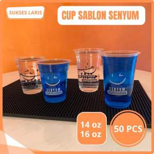 CUP SABLON SENYUM UKURAN 14 OZ 16 OZ ISI 50 PCS | CUP | CUP SABLON