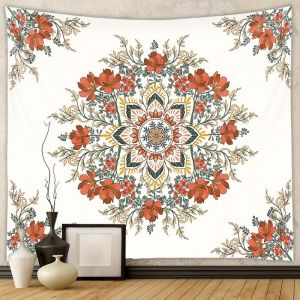 VIKAMA Xanh Đỏ Gradient Mandala Con Công Tấm Thảm Phong Cách Dân Tộc Treo Tường Cho Phòng Khách Trang Trí Phòng Ngủ Polyester Không Dệt