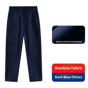 Childrens Fleece Lined Suit Pants Navy Blue Boys Girls Grey White School Uniform Trousers Elementary School Autumn Winter