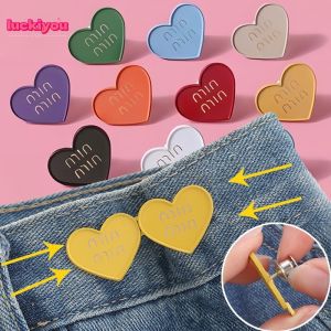 [ Sell at a Loss ] 2Pcs Colourful Love Heart Metal Waist Clip Skirt Pants Jeans  Detachable Retractable Tighten Waist Sewing-Free Buckles