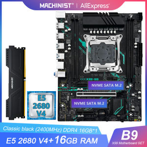 MACHINIST X99 B9 motherboard set kit LGA2011-3 Xeon E5 2680 V4 CPU processor DDR4 16GB 2400MHZ RAM NVME M.2 SATA M-ATX x99 c612