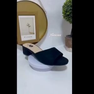 Boardwalk Armisen Black Ladies Heels Slip On Sandals