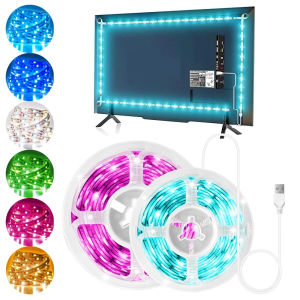 Angella DC5V USB LED Strip Light 2835SMD แสงพื้นหลังทีวี5M Fleixble LED Tape Bobbon Lamp Red Green Blue Yellow Pink Ice Blue Warm White Strips Lights