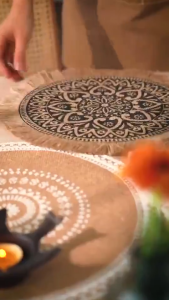 【Nordic Style】Tassel Placemat Anti-Slip Heat Insulating Meal Mat Cotton and Linen Placemat Home Christmas decor