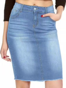 Váy Mini Denim Màu Xanh Nhạt Có Viền Xếp Ly Ôm Sát Cơ Thể Phong Cách Đường Phố Không Có Thương Hiệu Quần Áo Công Sở Mùa Hè 2025