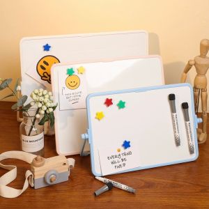 Desktop Magnetic Erasable Tiny Whiteboard Writing Board Double-Sided Message Board Kids Home Teaching Stand Blackboard Drawing Board