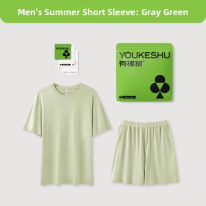 YOUKESHU | Loose Fit Ice Silk Modal Mens Sleepwear Short Sleeve Summer Home Clothes Set Comfortable Breathable Casual Wear For Youth