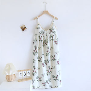 2024 New Arrival Slip Nightdress Womens Pajamas Summer Pure Cotton Sleeveless Vest Dress Classic Style Double-Layer Gauze Homewear