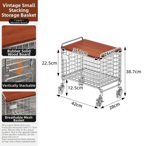 Vintage Style Double-layer Laundry Hamper Home Bathroom Zoned Clothing Storage Basket