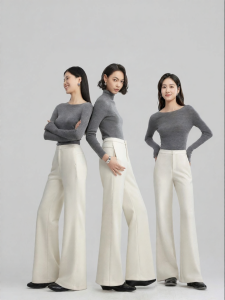 HIPPIE MISS | Height-customizable Hippie Girl Thick Wool Slimming White Flare Pants