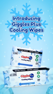 Giggles Plus Cooling Wipes 10 Sheets ( 3 packs) – Refreshing Gentle Moisturizing Multipurpose & Travel Pack