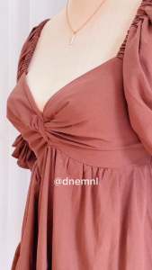 DNEMNLPH Paulina Eyelet Puff Sleeves Premium Layered Dress - Trendy Korean BKK High Quality Casual Vintage Dress Basic Daily Garter Loose Big Size Plain Formal Stretch