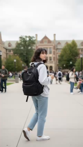 OSAKA OWL Black Ripstop Backpack with Adjustable Straps and Multiple Pockets for Everyday Use