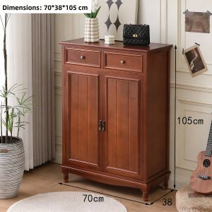 HENGDEMU | American Vintage Solid Wood Entryway Storage Cabinet