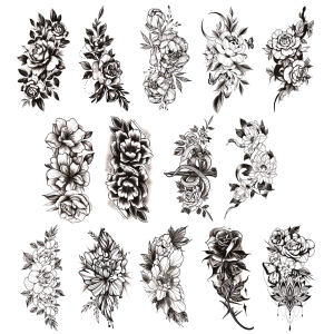 สติกเกอร์รอยสักชั่วคราว 14 แผ่น ลายทนทานสำหรับศิลปะบนร่างกาย ใช้งานง่ายและลอกออกได้ รอยสักชั่วคราวกันน้ำ