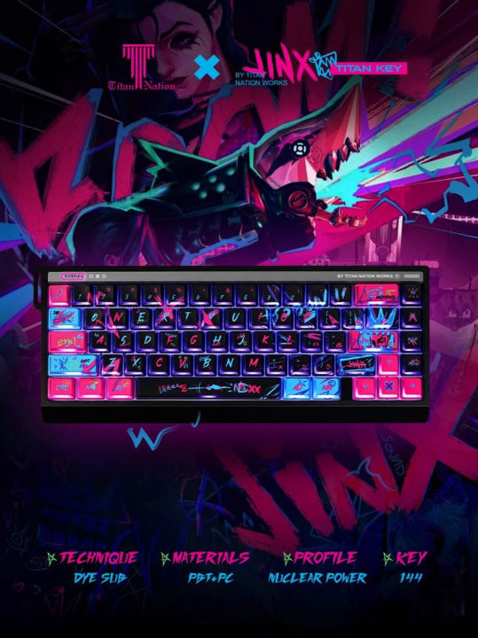 TITANNATION | Phím Jinx Màu Đen Hồng PBT Chuyển Nhiệt Phía Bên | Lazada ...