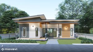 แบบบ้านโมเดิร์นชั้นเดียว 2 ห้องนอน 1 ห้องน้ำ