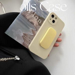 Elegant Yellow Silicone Phone Case with Press Stand Compatible with Honor Series Phones Protective Soft Shell Anti-Fall