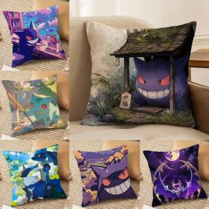 Bandai | Pokemon Fantasy Adventure Anime Plush Pillow Cover Soft Short Plush Cushion Cover For Sofa Bedroom Home Decor Gift