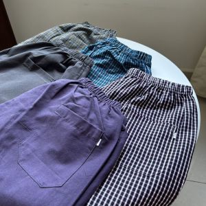 Pure Cotton Plaid Loose Fit Short Pants Thin Summer Casual Trousers for Middle-Aged And Young Men Home And Outdoor Wear