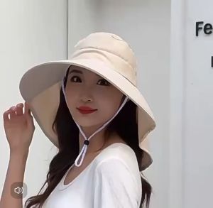 Sun Hat Women Bigger Brim UV Protection Bucket Hat Adjustable Fisherman Hat Topi Wanita 遮阳帽/防晒帽