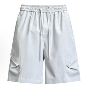 OUMULONG | Breathable Gray White Diagonal Quick-Dry Trousers Five-Quarter Pants